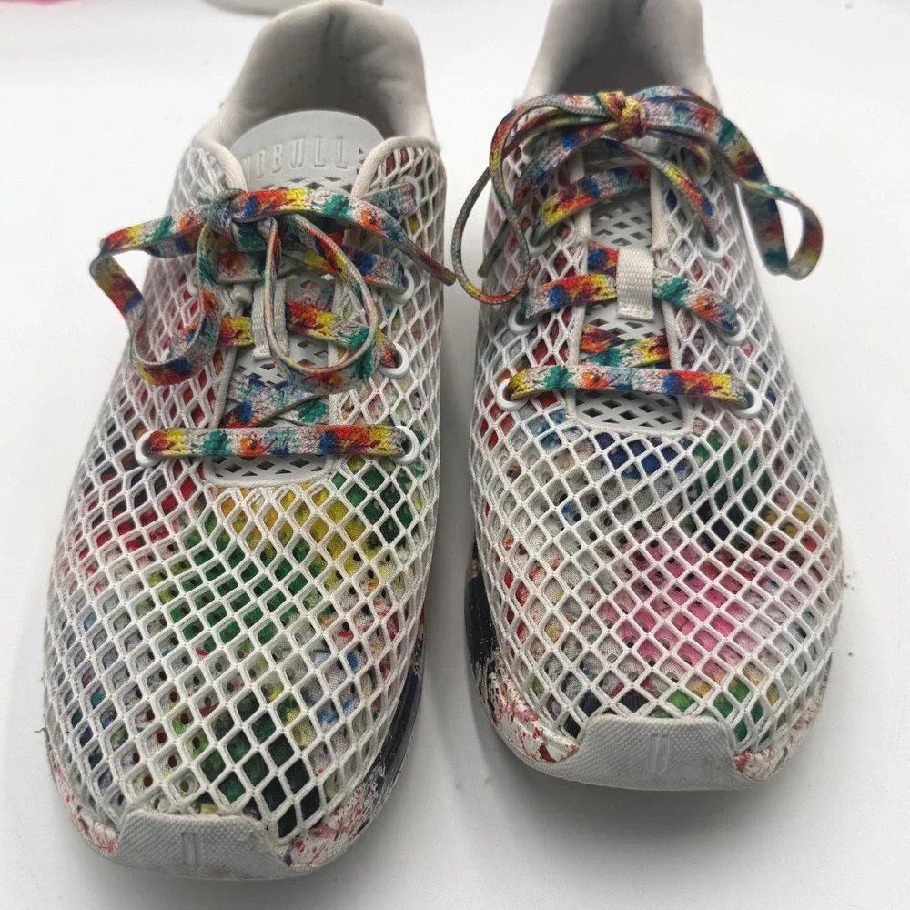 NOBULL All Pride Mesh Runner White Paint Splatter Trainer Shoes Men's 8.5 W10